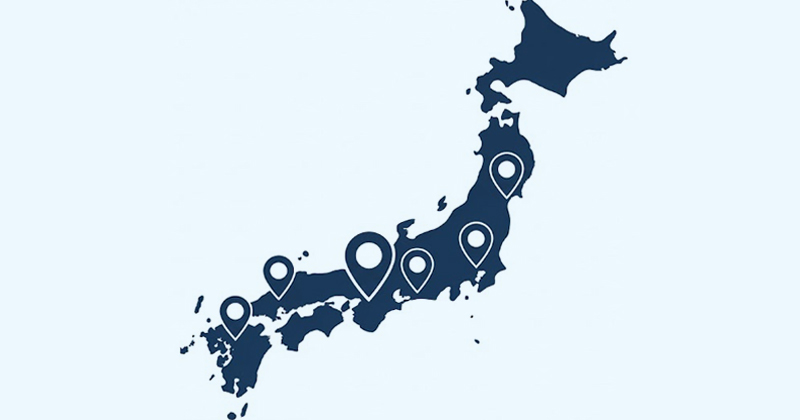 日本地図とピン